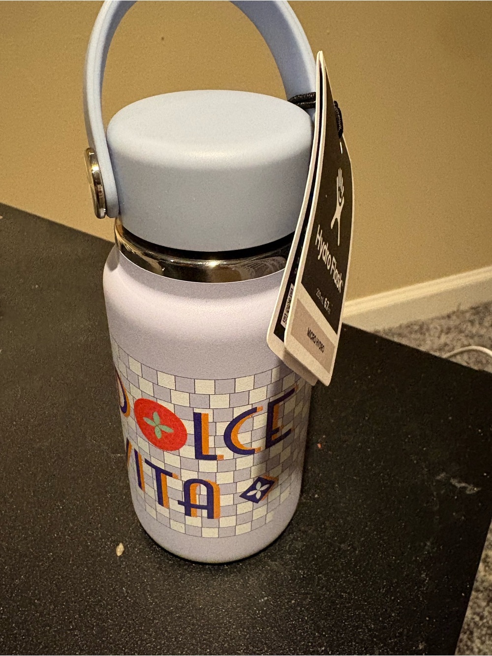 Hydro Flask Lavender Insulated Bottle with Multicolor Mosaic Graphic